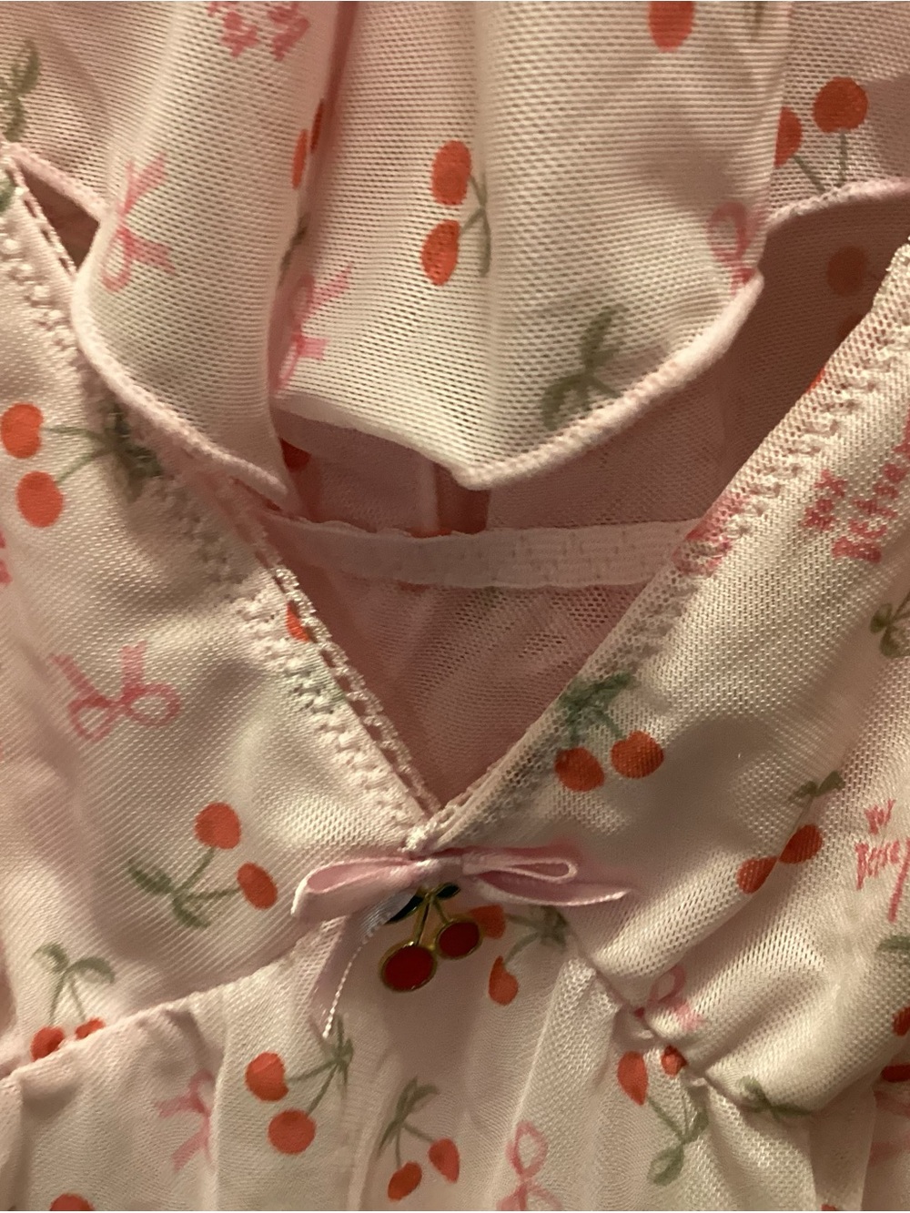 Betsey Johnson XL Pink Cherry-Print Cami & Shorts Sleep Set - Picture 6 of 7